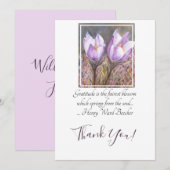 Carte De Remerciements Fleurs de Crocus pourpres en Aquarelle (Devant / Derrière)