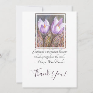 Carte De Remerciements Fleurs de Crocus pourpres en Aquarelle