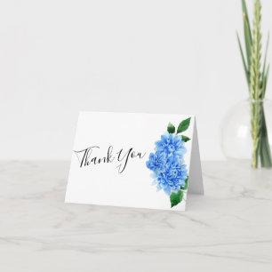 Carte De Remerciements Fleurs de dahlia bleues aquarelles modernes de rem