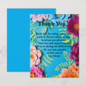 Carte De Remerciements Fleurs de deuil simplement élégantes  (Devant / Derrière)