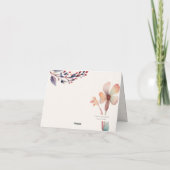 Carte De Remerciements Fleurs de feuilles bleues à l'aquarelle classique (Dos)