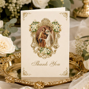 Carte De Remerciements Fleurs de fiançailles de mariage catholique tradit