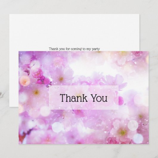 Carte De Remerciements Fleurs de fleurs de cerisier rose (Devant / Derrière)