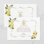 Carte De Remerciements Fleurs de Fruits de citron Croix d'or Garçon Commu (Devant / Derrière)