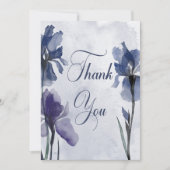 Carte De Remerciements Fleurs de Iris Bleu Mariage moderne bleu (Devant)