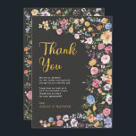 Carte De Remerciements Fleurs de Jardin colorées Fête des mariées Couples<br><div class="desc">Cet élégant design présente des fleurs sauvages d'aquarelle joyeux mélangés à des feuillages verdoyants sur un arrière - plan de charbon de bois moody. Personnalisez la carte avec vos détails et si vous voulez réorganiser le style et le placement du texte, veuillez appuyer sur le bouton "Cliquez pour customiser plus...</div>