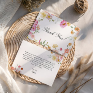 Carte De Remerciements Fleurs de jardin colorées pour la douche de la mar