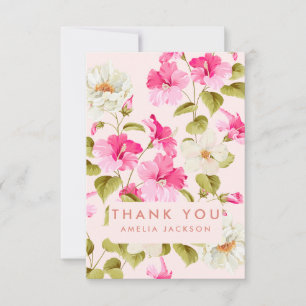 Carte De Remerciements Fleurs de jardin florales rose blush Fête de maria