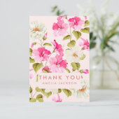 Carte De Remerciements Fleurs de jardin florales rose rose pour la douche (Debout devant)