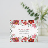 Carte De Remerciements Fleurs de jardin rouge profond (Debout devant)