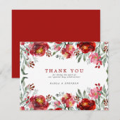 Carte De Remerciements Fleurs de jardin rouge profond (Devant / Derrière)