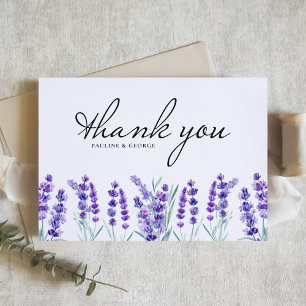 Carte De Remerciements Fleurs de lavande à l'aquarelle Mariage de printem