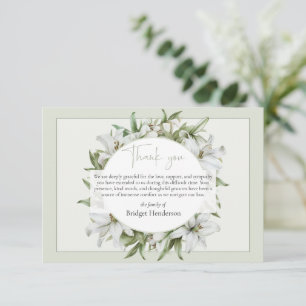 Carte De Remerciements Fleurs de lys blanches élégantes et simples Sympat