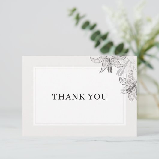 Carte De Remerciements Fleurs de lys illustrées classiques (Debout devant)