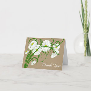 Carte De Remerciements Fleurs de Marguerite de Gerber Vintage Mariage Rem