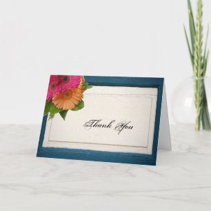 Carte De Remerciements Fleurs de marguerite en bois peint de campagne rus