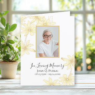 Carte De Remerciements Fleurs de marguerite jaune pâle Sympathie funérair