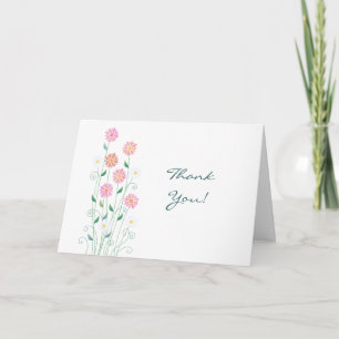 Carte De Remerciements Fleurs de marguerites de campagne dessinées à la m