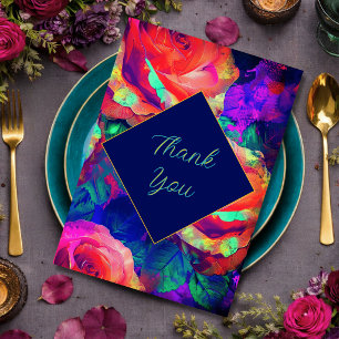 Carte De Remerciements Fleurs de mariage chic colorées lumineuses