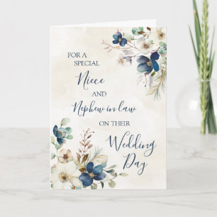 Carte De Remerciements Fleurs de mariage de l'hiver bleu Jour de mariage 