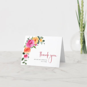 Carte De Remerciements Fleurs de mariage florales lumineuses aquarelle fe