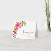Carte De Remerciements Fleurs de mariage florales lumineuses aquarelle fe (Devant)