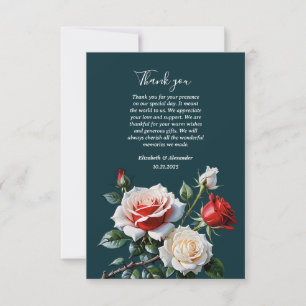 Carte De Remerciements Fleurs de mariage florales rose rouge blanc rose f