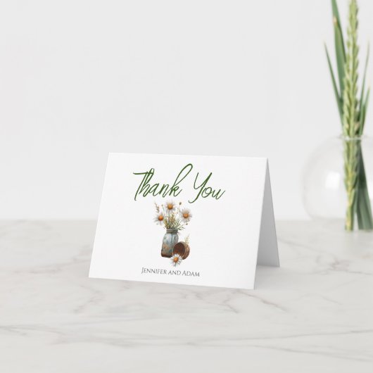 Carte De Remerciements Fleurs de mariage rustique Daisy (Devant)