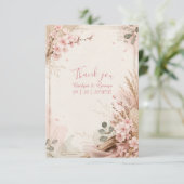 Carte De Remerciements Fleurs de mariage rustiques Boho Sakura (Debout devant)