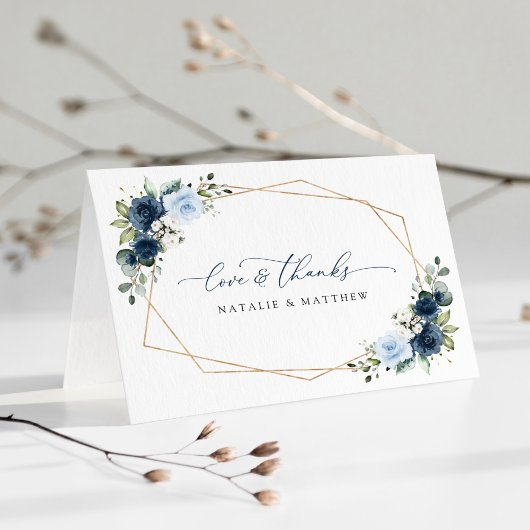Carte De Remerciements Fleurs de marine, Fleurs bleues, Boho, Mariage flo
