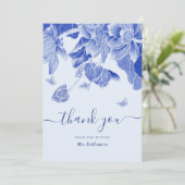 Carte De Remerciements Fleurs de papillon bleu clair Shower de mariage (Debout devant)