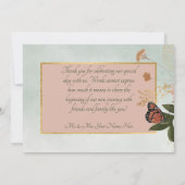 Carte De Remerciements Fleurs de pêche et de rouille sur Mariage vert (Dos)