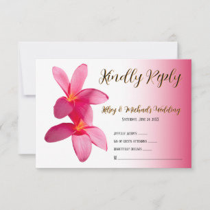 Carte De Remerciements Fleurs de Plumeria rose sur rose, Floral, RSVP