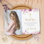 Carte De Remerciements Fleurs de prairie Floral Première Sainte Communion