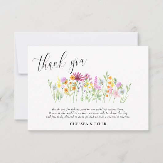 Carte De Remerciements Fleurs de pré-photo fleurs sauvages Mariages (Devant)