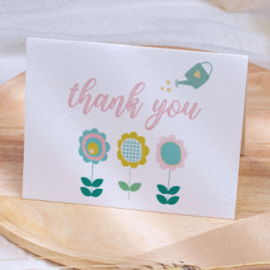 Carte De Remerciements Fleurs de printemps Papillon rose Fille Baby Showe