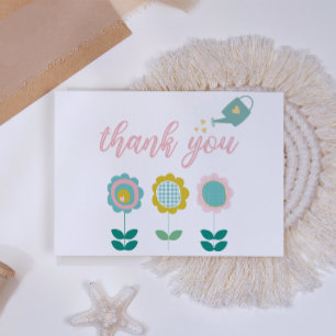 Carte De Remerciements Fleurs de printemps Papillon rose Fille Baby Showe