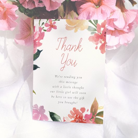 Carte De Remerciements Fleurs de printemps | Remerciements pour Baby Show