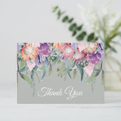 Carte De Remerciements Fleurs de Protea Exotiques Tropicales à l'Aquarell (Debout devant)