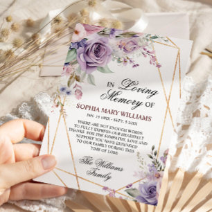 Carte De Remerciements Fleurs de rose violet et violet rose