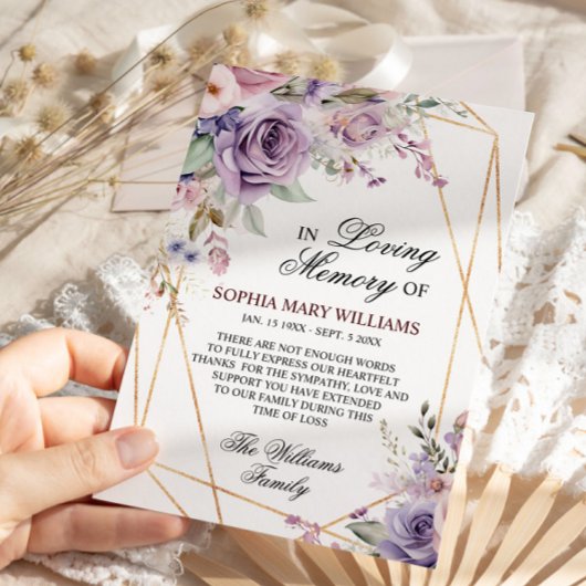 Carte De Remerciements Fleurs de rose violet et violet rose