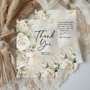 Carte De Remerciements Fleurs de sauge vertes florales crème classique Ma