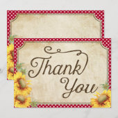 Carte De Remerciements Fleurs de soleil de pays En vichy vérifier le Merc (Devant / Derrière)