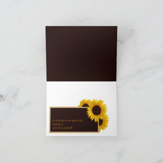 Carte De Remerciements Fleurs de soleil rustiques - Mariage (Intérieur)