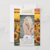 Carte De Remerciements Fleurs de soleil rustiques Photo Sympathy Funeral (Dos)