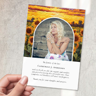 Carte De Remerciements Fleurs de soleil rustiques Photo Sympathy Funeral