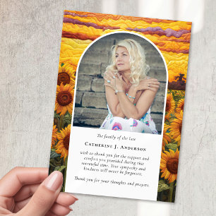 Carte De Remerciements Fleurs de soleil rustiques Photo Sympathy Funeral