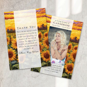 Carte De Remerciements Fleurs de soleil rustiques Photo Sympathy Funeral
