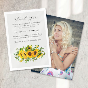 Carte De Remerciements Fleurs de soleil Sympathy Funérailles