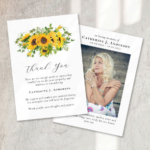 Carte De Remerciements Fleurs de soleil Sympathy Funérailles